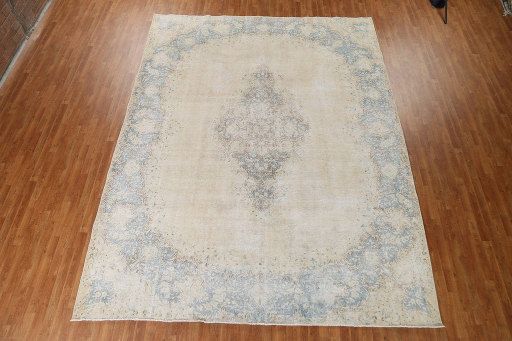 Muted Distressed Kerman Persian Area Rug 10x13