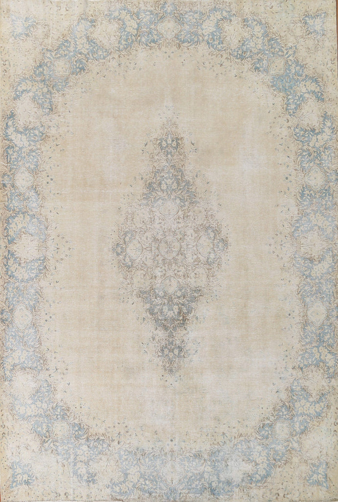 Muted Distressed Kerman Persian Area Rug 10x13