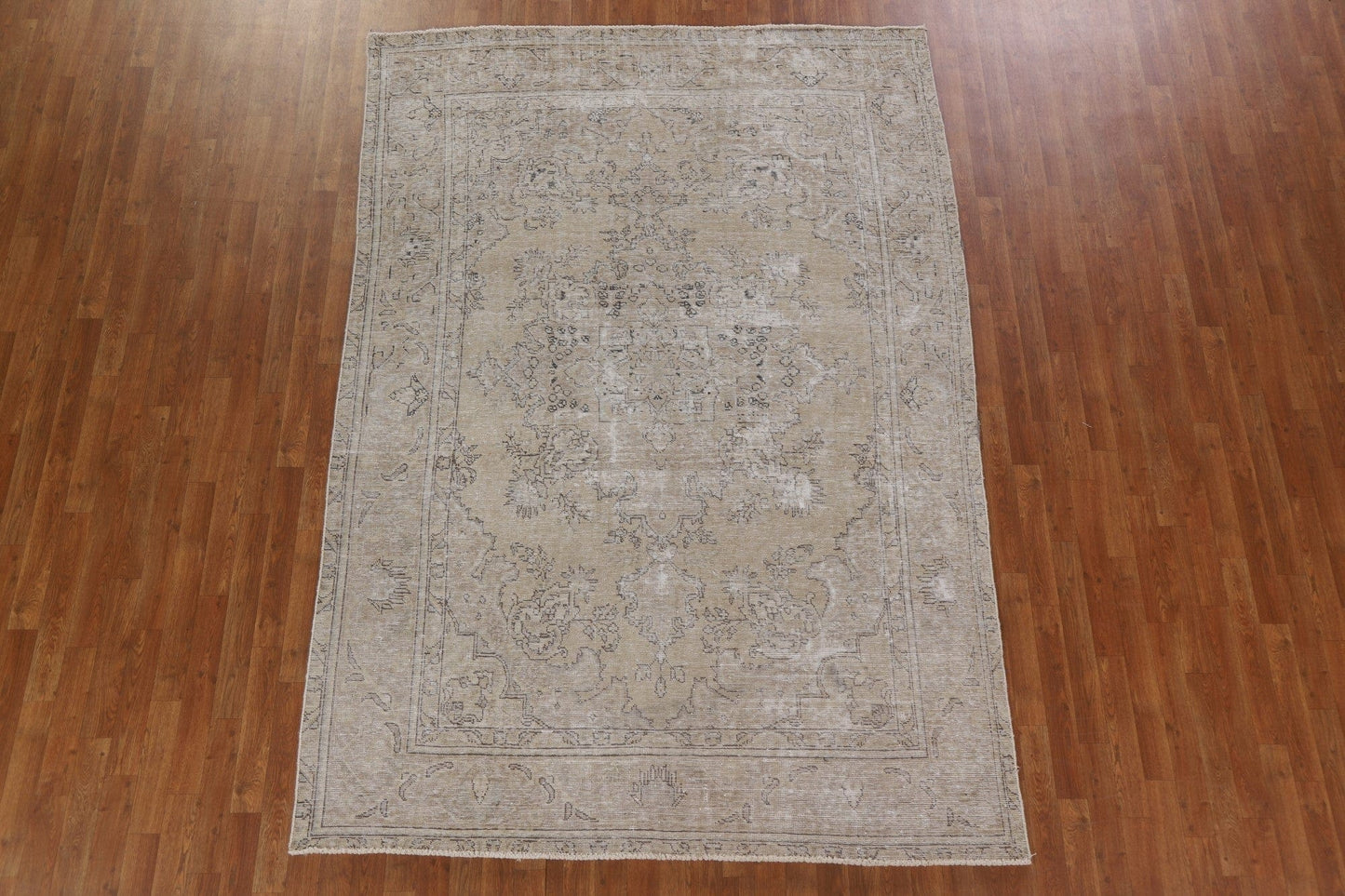 Muted Distressed Tabriz Persian Area Rug 6x9