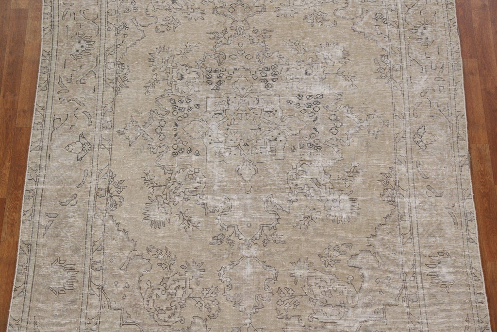 Muted Distressed Tabriz Persian Area Rug 6x9