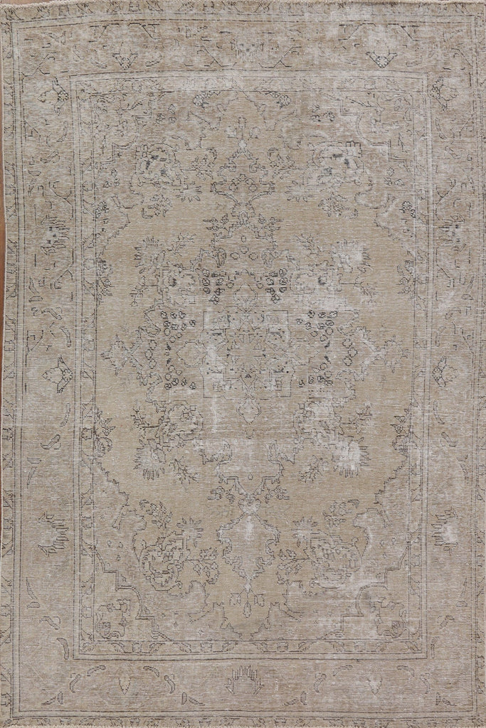 Muted Distressed Tabriz Persian Area Rug 6x9