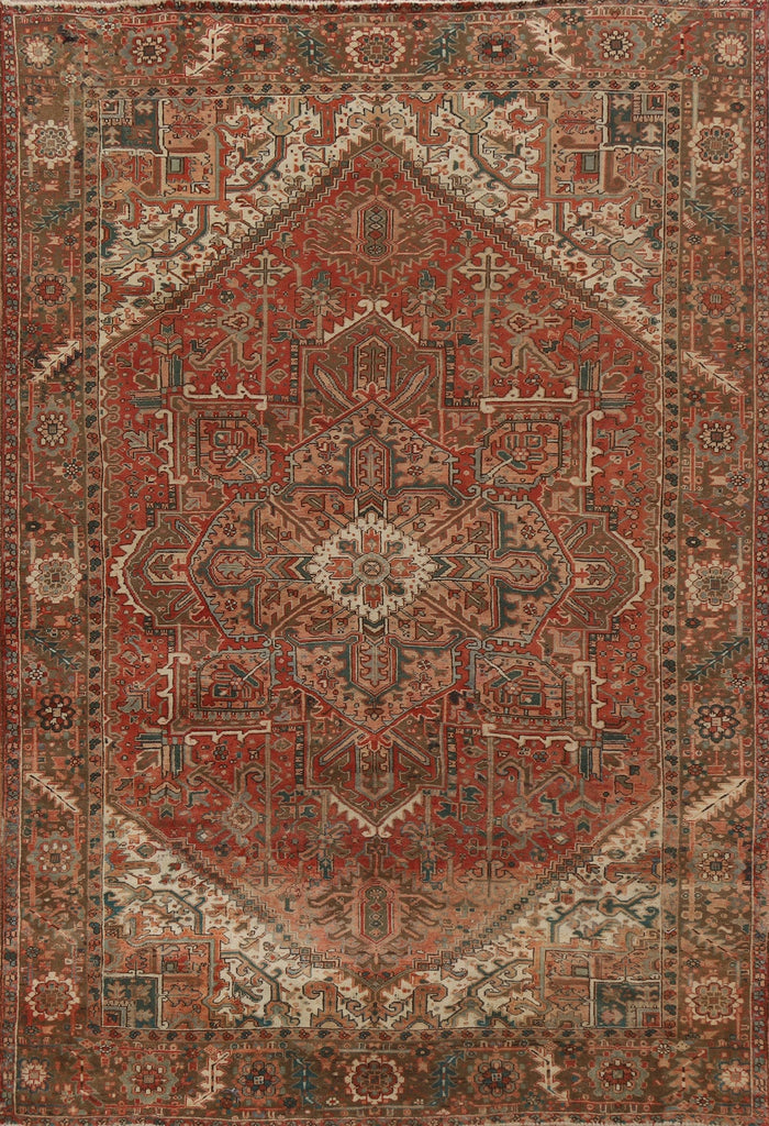 Geometric Wool Heriz Persian Area Rug 9x11