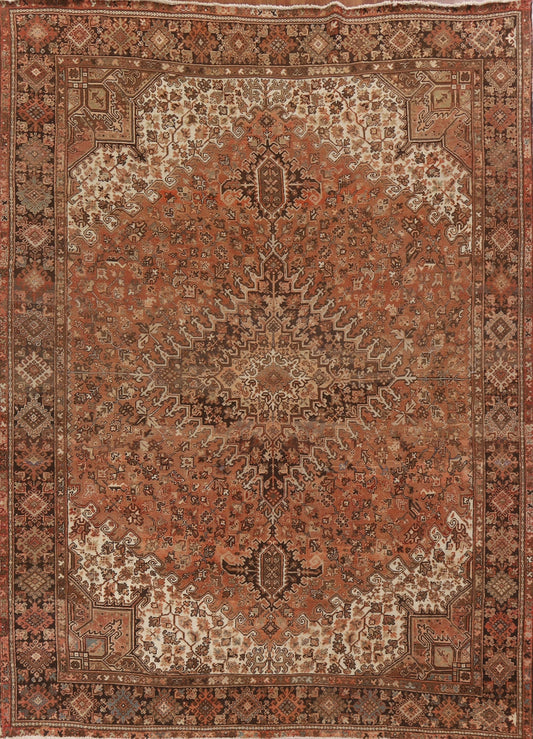 Vintage Geometric Heriz Persian Area Rug 10x12