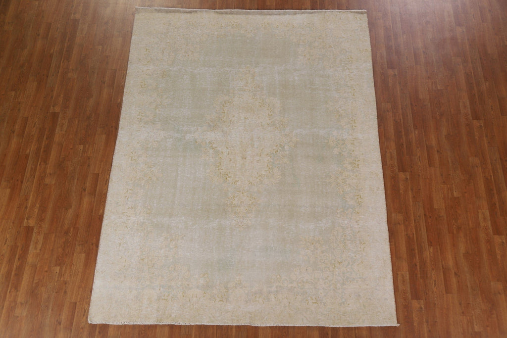 Antique Distressed Kerman Persian Area Rug 7x9