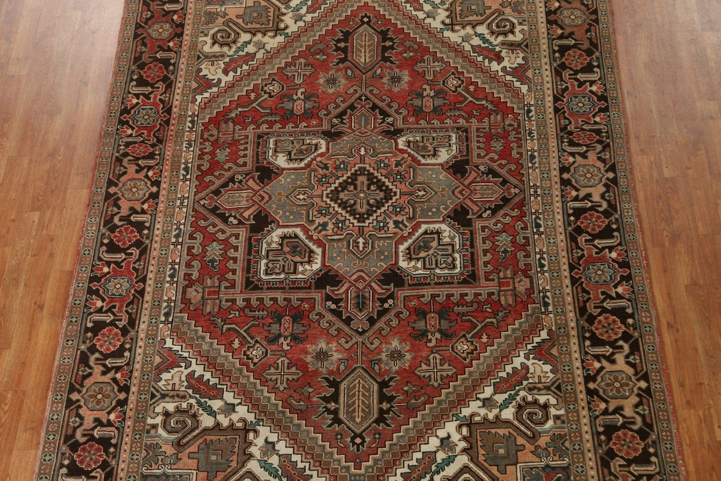 Red Geometric Heriz Persian Area Rug 7x10