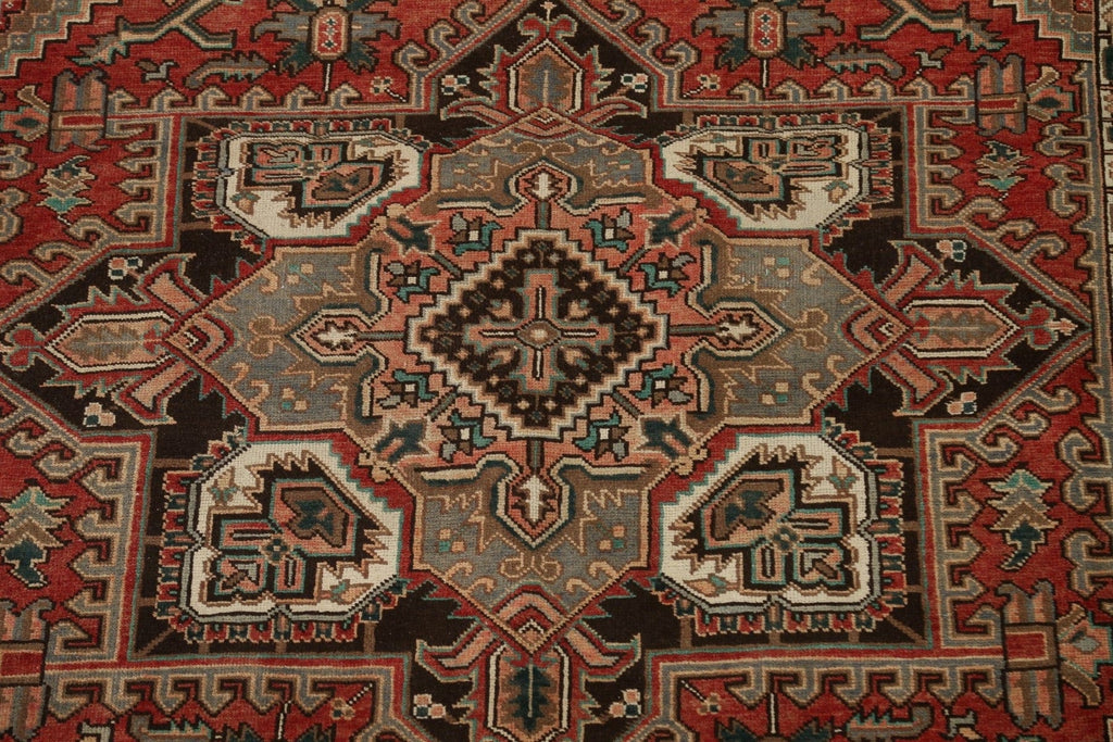 Red Geometric Heriz Persian Area Rug 7x10