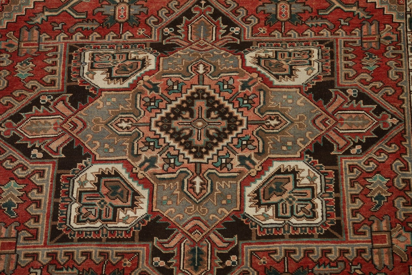 Red Geometric Heriz Persian Area Rug 7x10