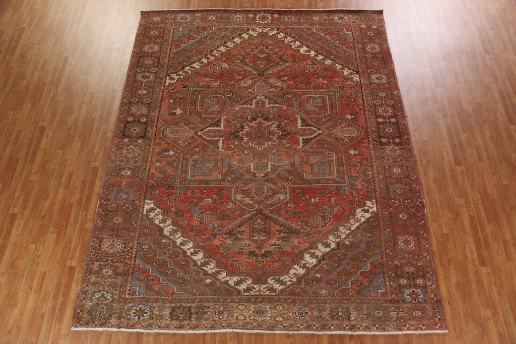 Red Geometric Heriz Persian Area Rug 10x12