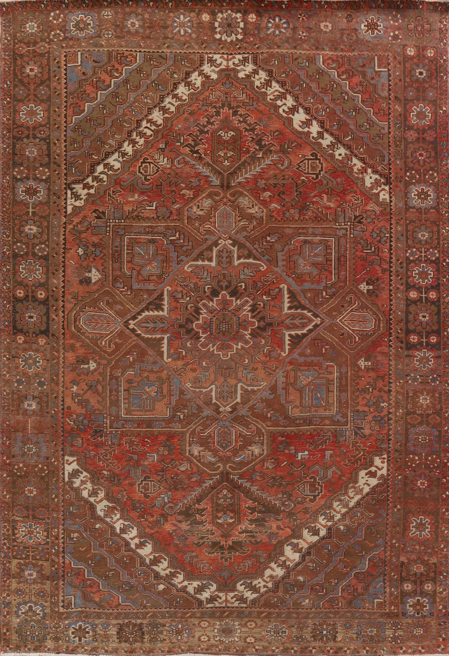 Red Geometric Heriz Persian Area Rug 10x12