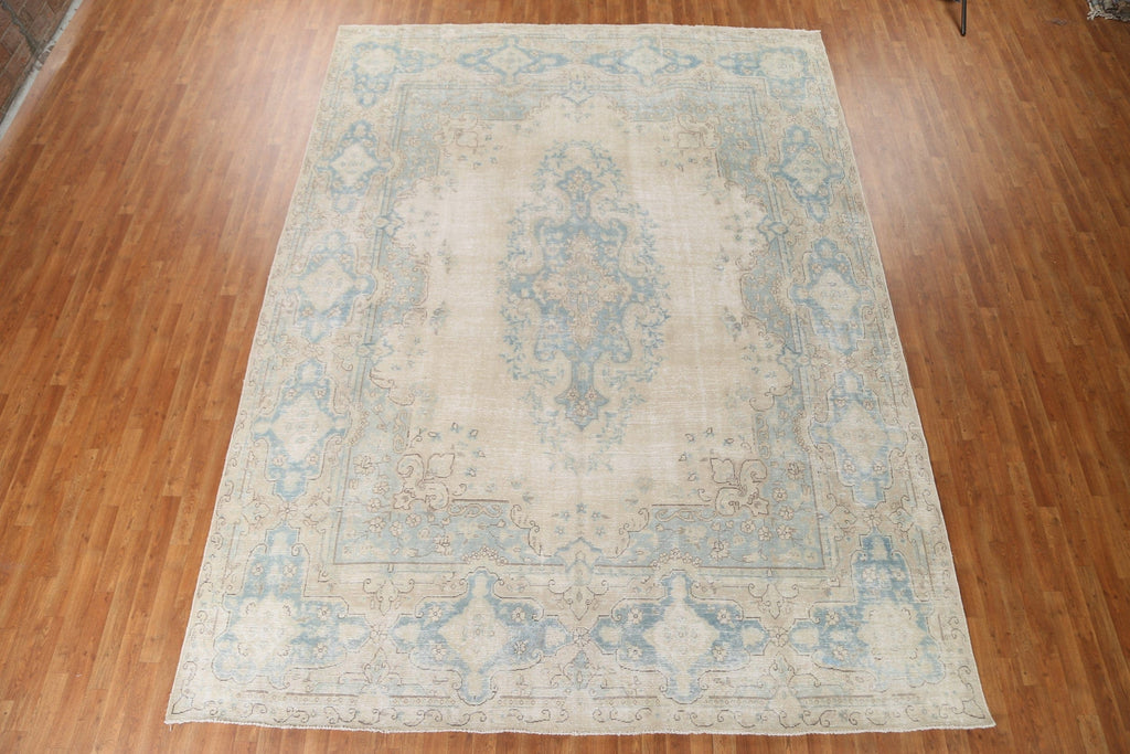 Distressed Wool Kerman Persian Area Rug 10x13