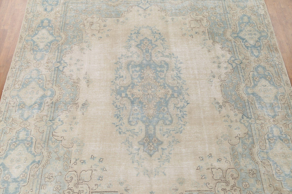 Distressed Wool Kerman Persian Area Rug 10x13