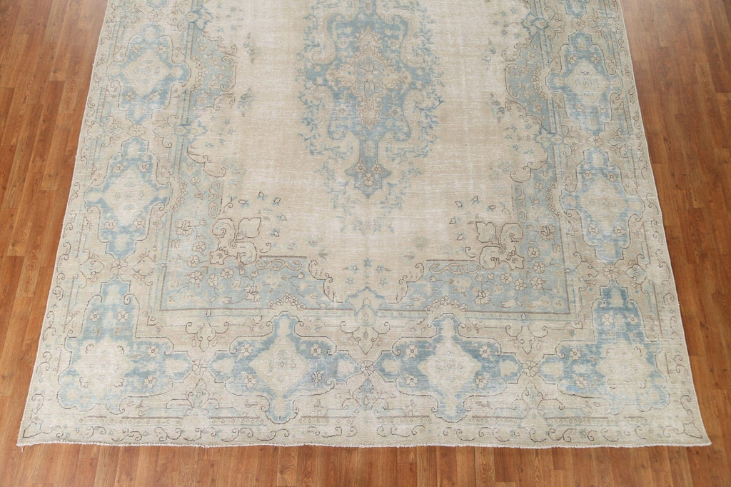 Distressed Wool Kerman Persian Area Rug 10x13