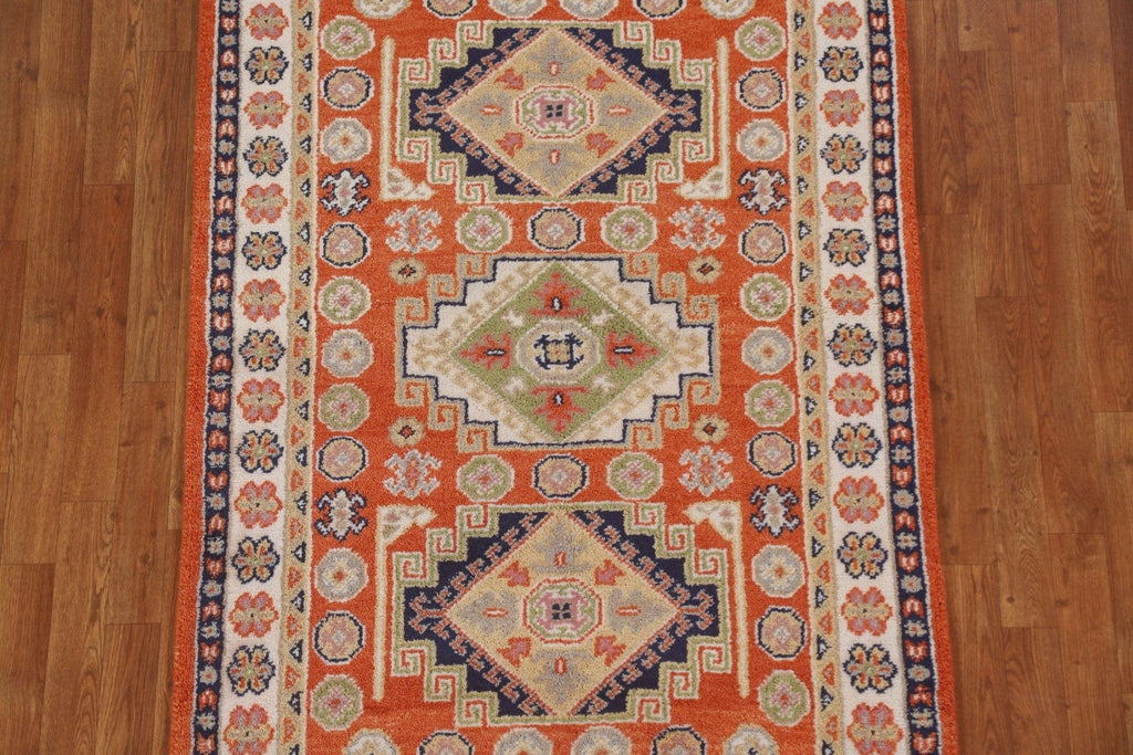 Orange Wool Kazak Oriental Area Rug 4x6