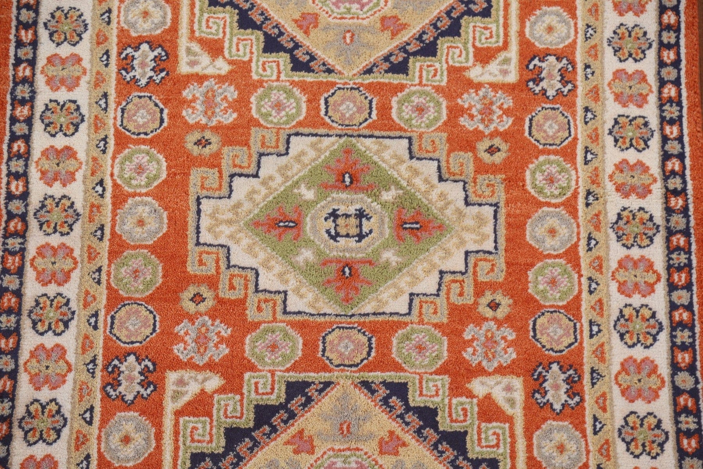 Orange Wool Kazak Oriental Area Rug 4x6