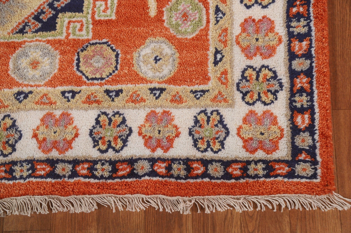 Orange Wool Kazak Oriental Area Rug 4x6