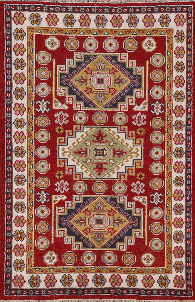 Red Wool Kazak Oriental Area Rug 4x6