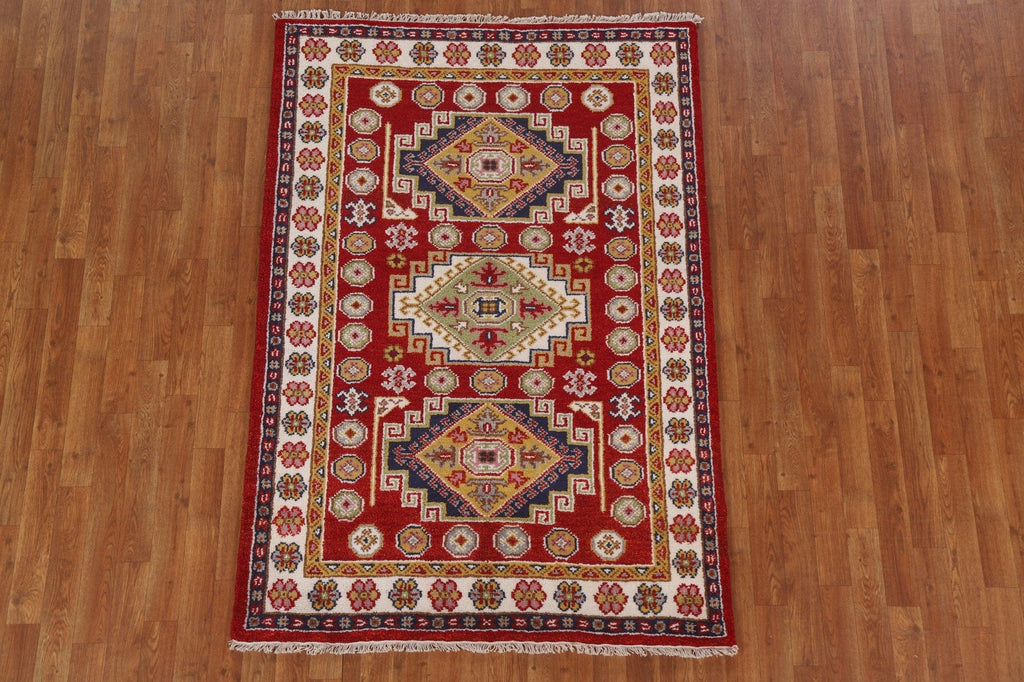 Red Wool Kazak Oriental Area Rug 4x6