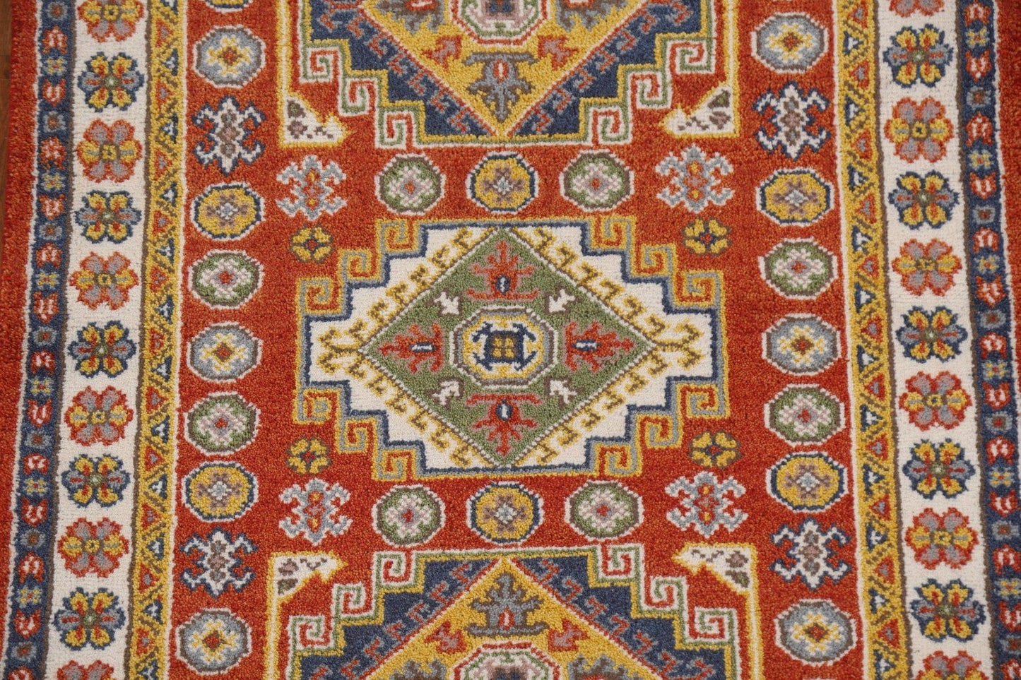 Geometric Kazak Oriental Area Rug 4x6