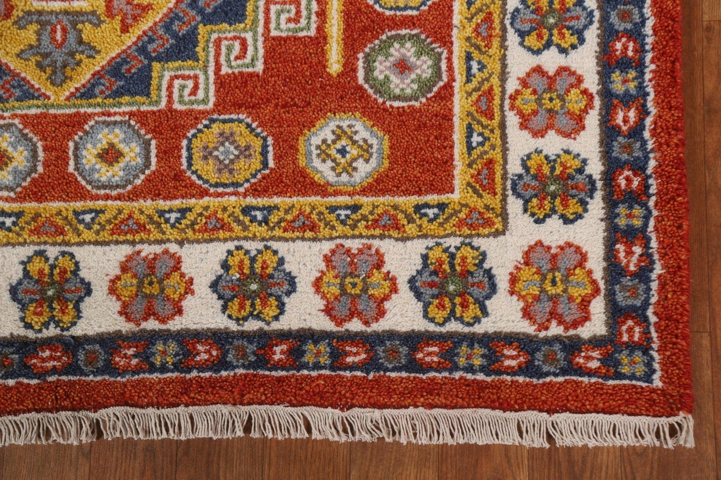 Geometric Kazak Oriental Area Rug 4x6