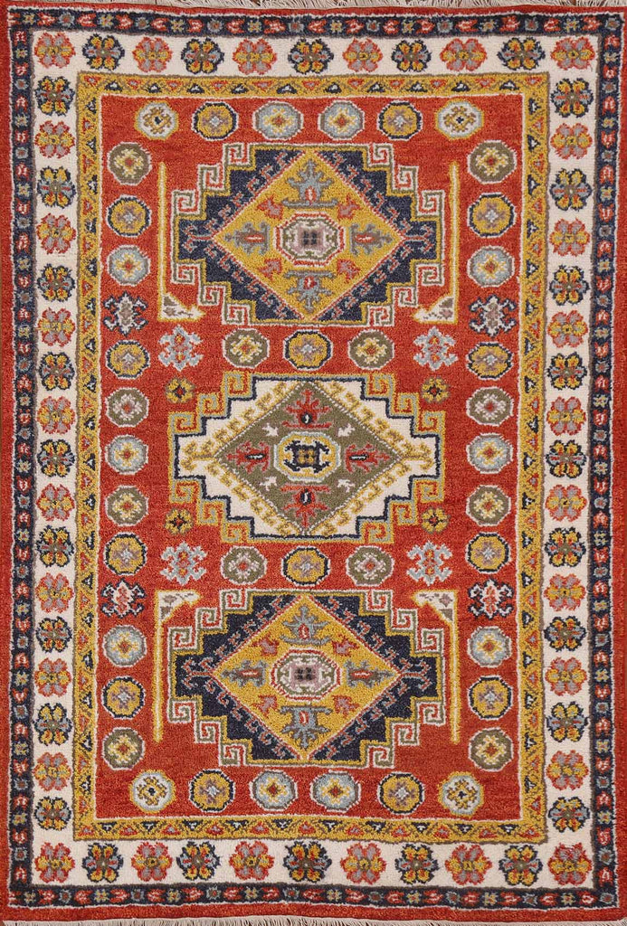 Geometric Kazak Oriental Area Rug 4x6