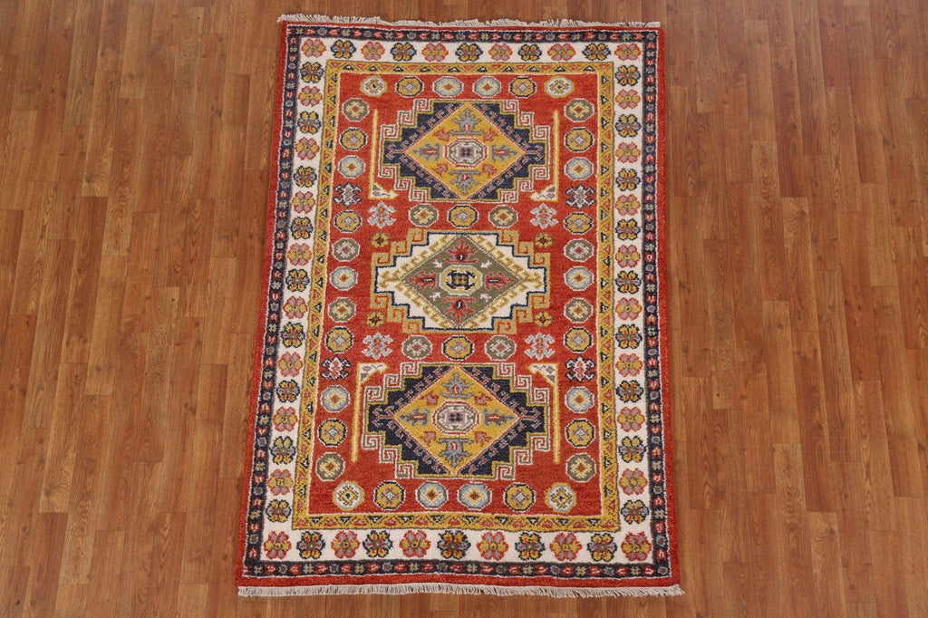 Geometric Kazak Oriental Area Rug 4x6