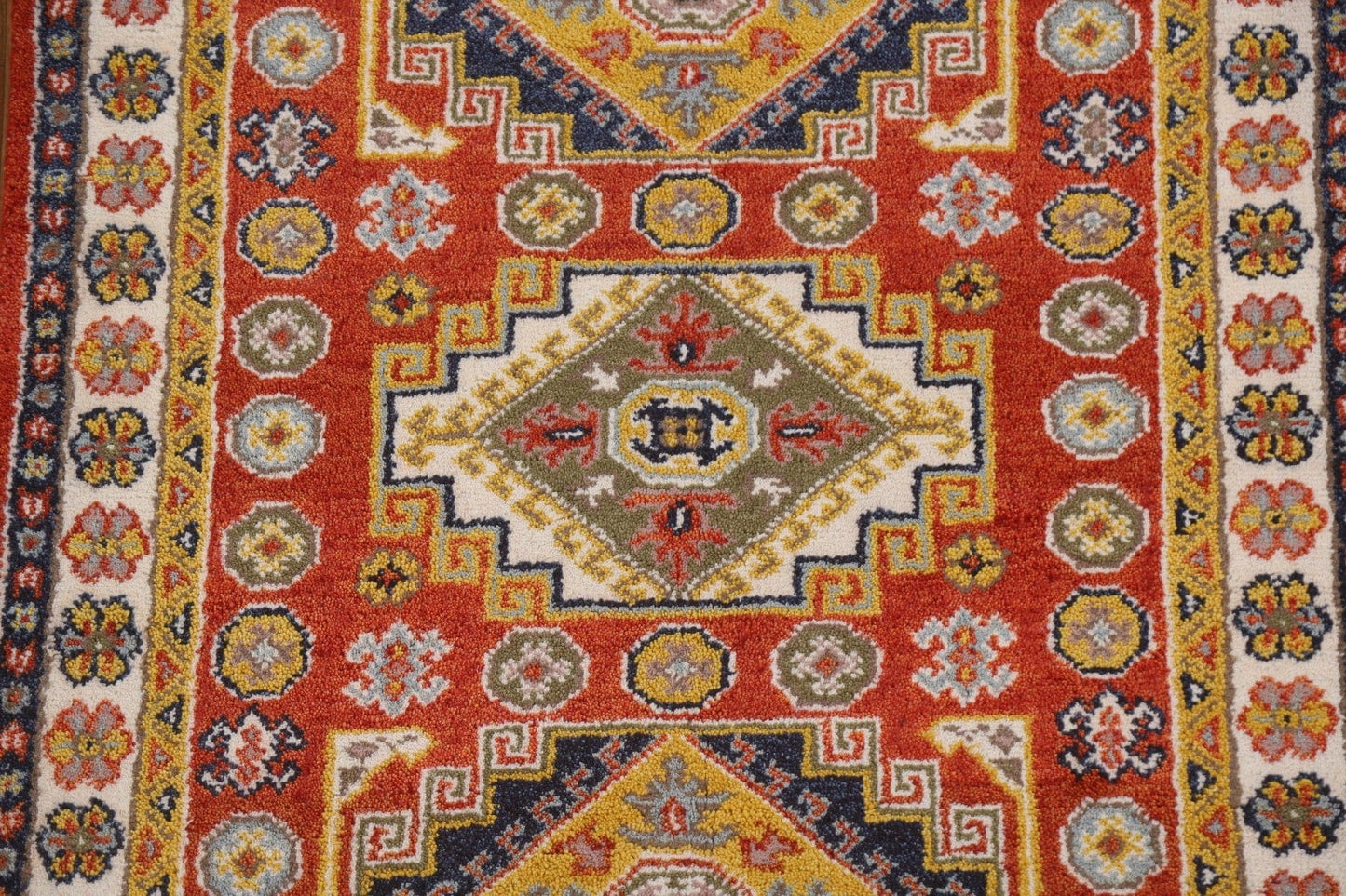 Geometric Kazak Oriental Area Rug 4x6