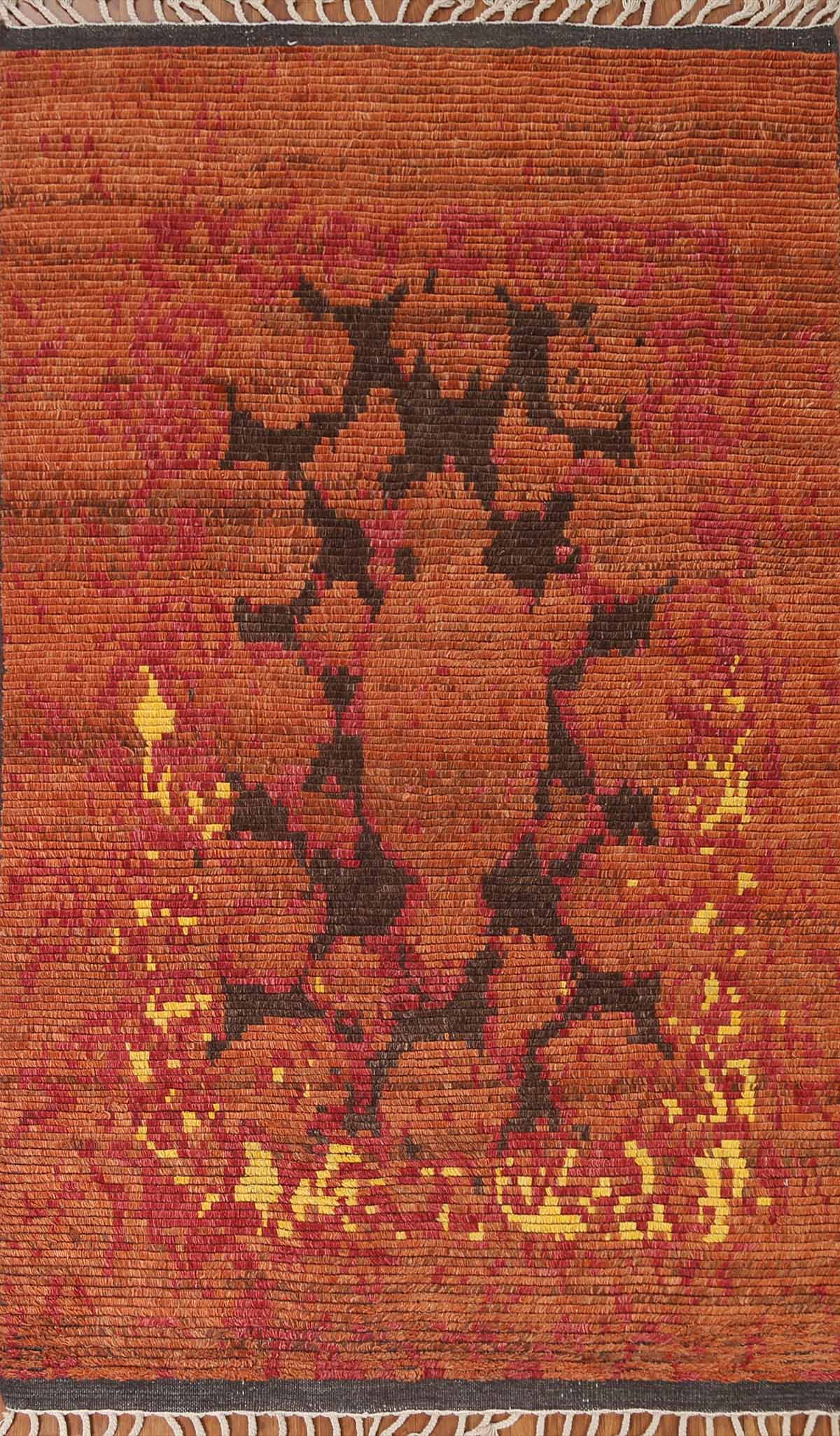 Orange Moroccan Oriental Area Rug 5x8