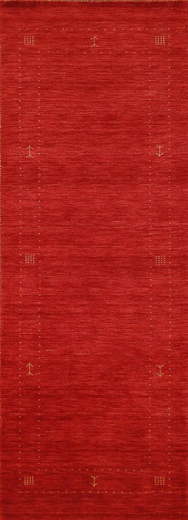 Red Wool Gabbeh Oriental Runner Rug 3x8