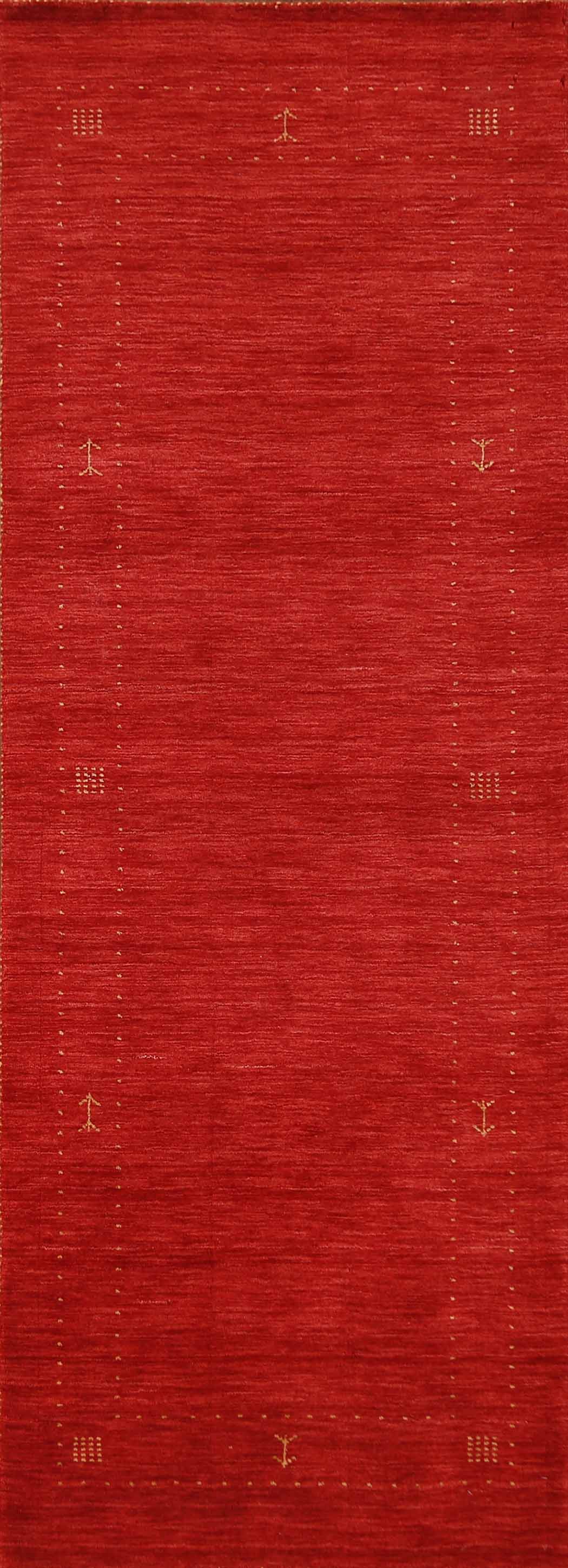 Red Wool Gabbeh Oriental Runner Rug 3x8