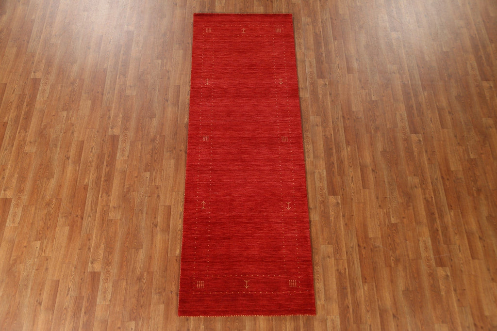 Red Wool Gabbeh Oriental Runner Rug 3x8