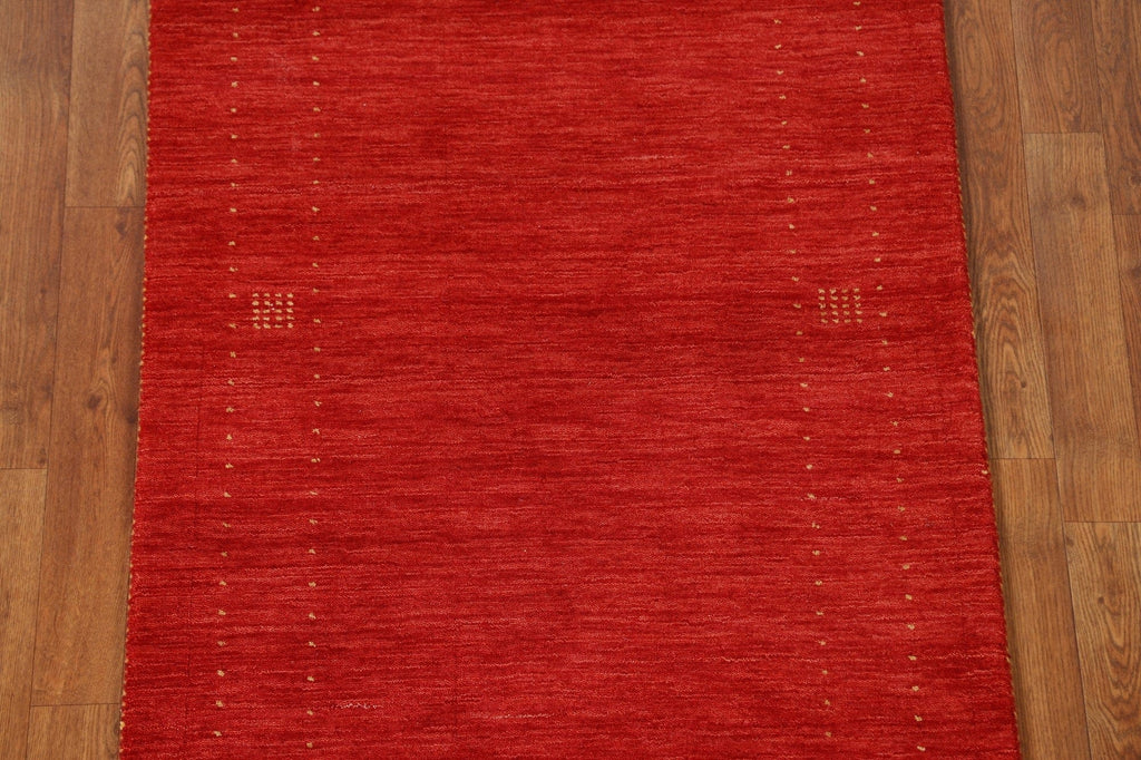 Red Wool Gabbeh Oriental Runner Rug 3x8