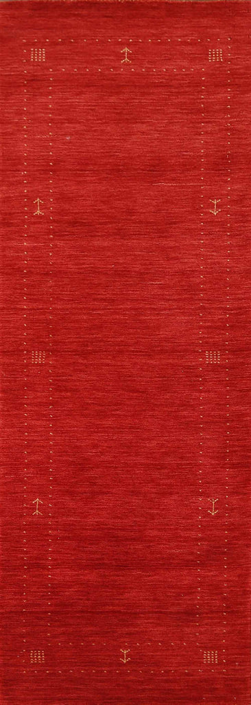 Red Wool Gabbeh Oriental Runner Rug 3x8