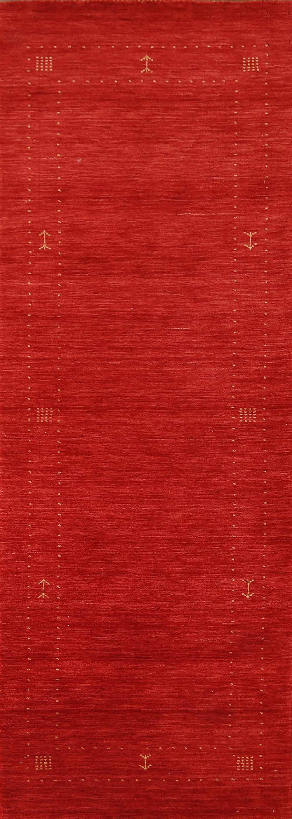 Red Wool Gabbeh Oriental Runner Rug 3x8