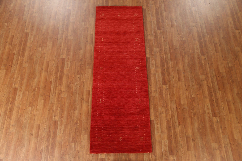 Red Wool Gabbeh Oriental Runner Rug 3x8