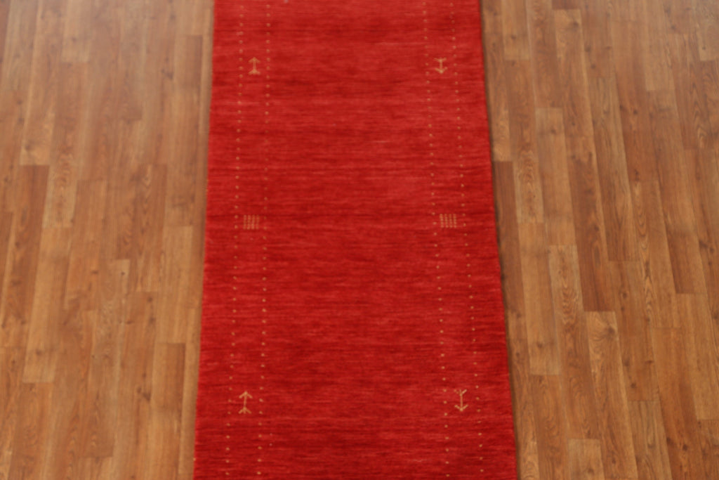 Red Wool Gabbeh Oriental Runner Rug 3x8