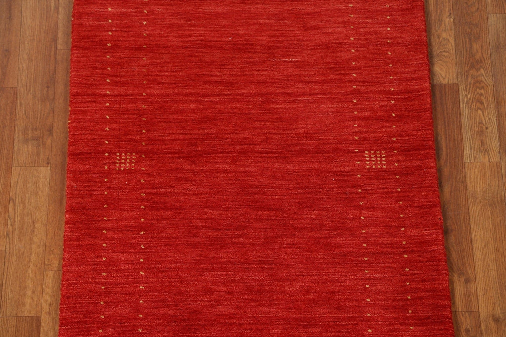 Red Wool Gabbeh Oriental Runner Rug 3x8