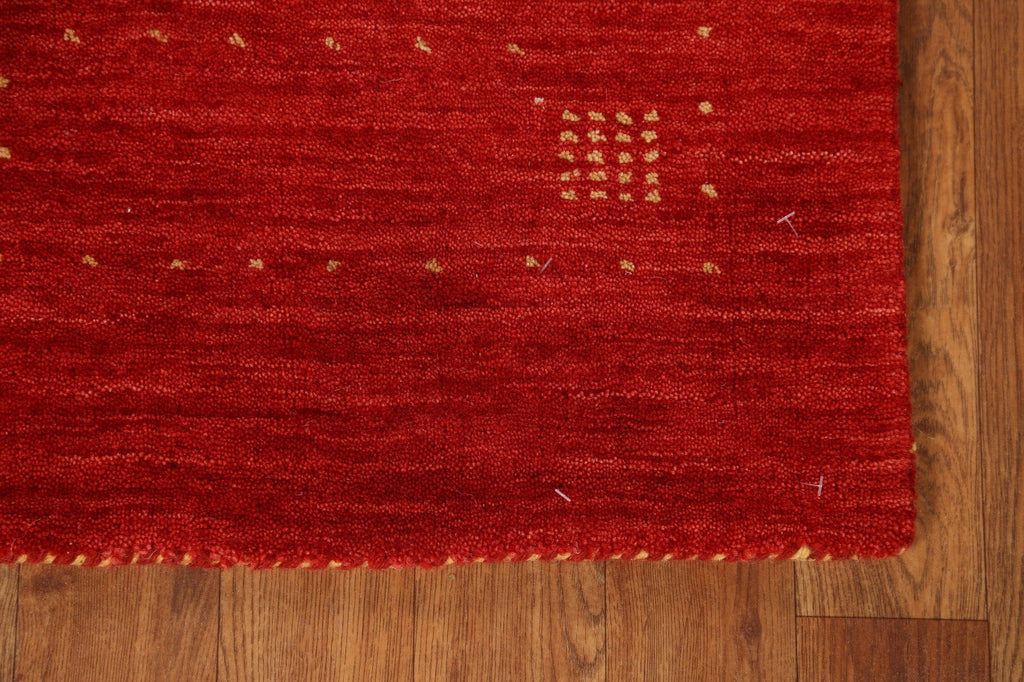 Red Wool Gabbeh Oriental Runner Rug 3x8