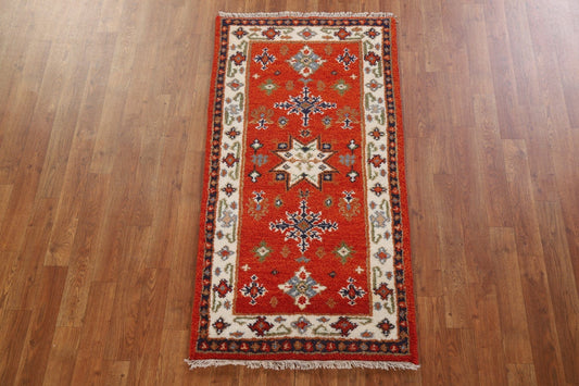 Geometric Wool Kazak Oriental Rug 2x5