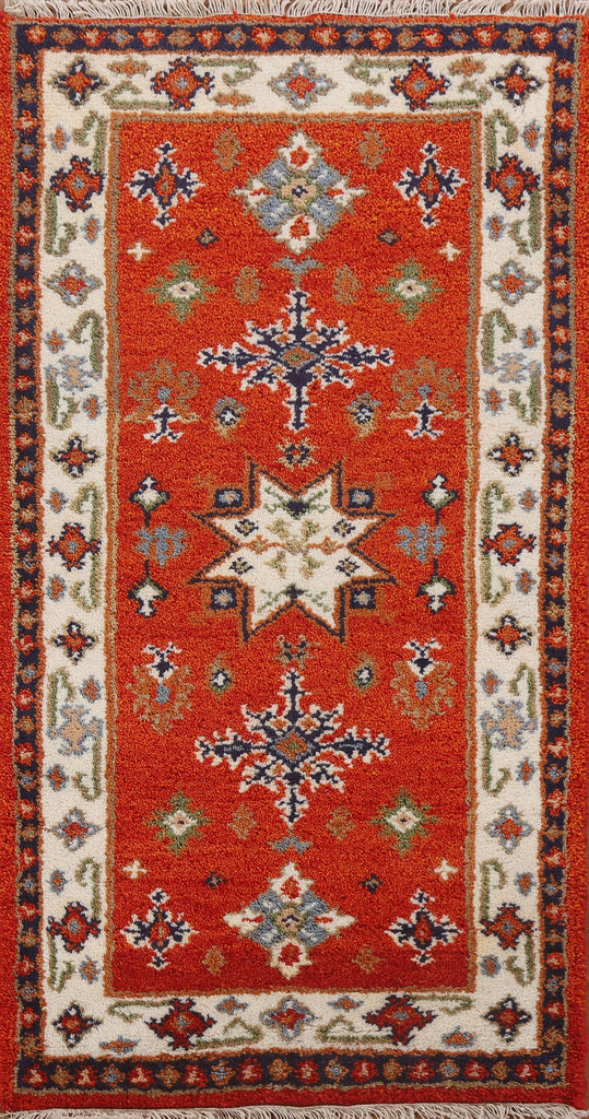 Geometric Wool Kazak Oriental Rug 2x5