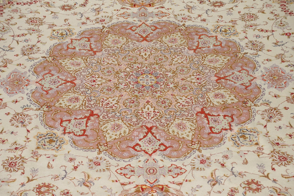 Vegetable Dye Tabriz Wool & Silk Persian Square Rug 16x16