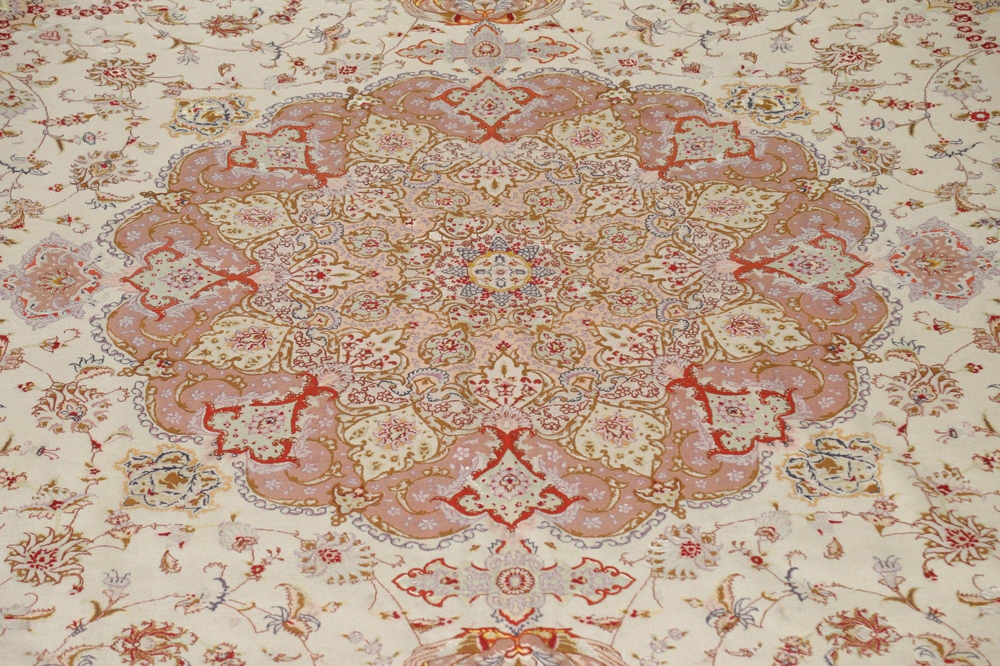 Vegetable Dye Tabriz Wool & Silk Persian Square Rug 16x16