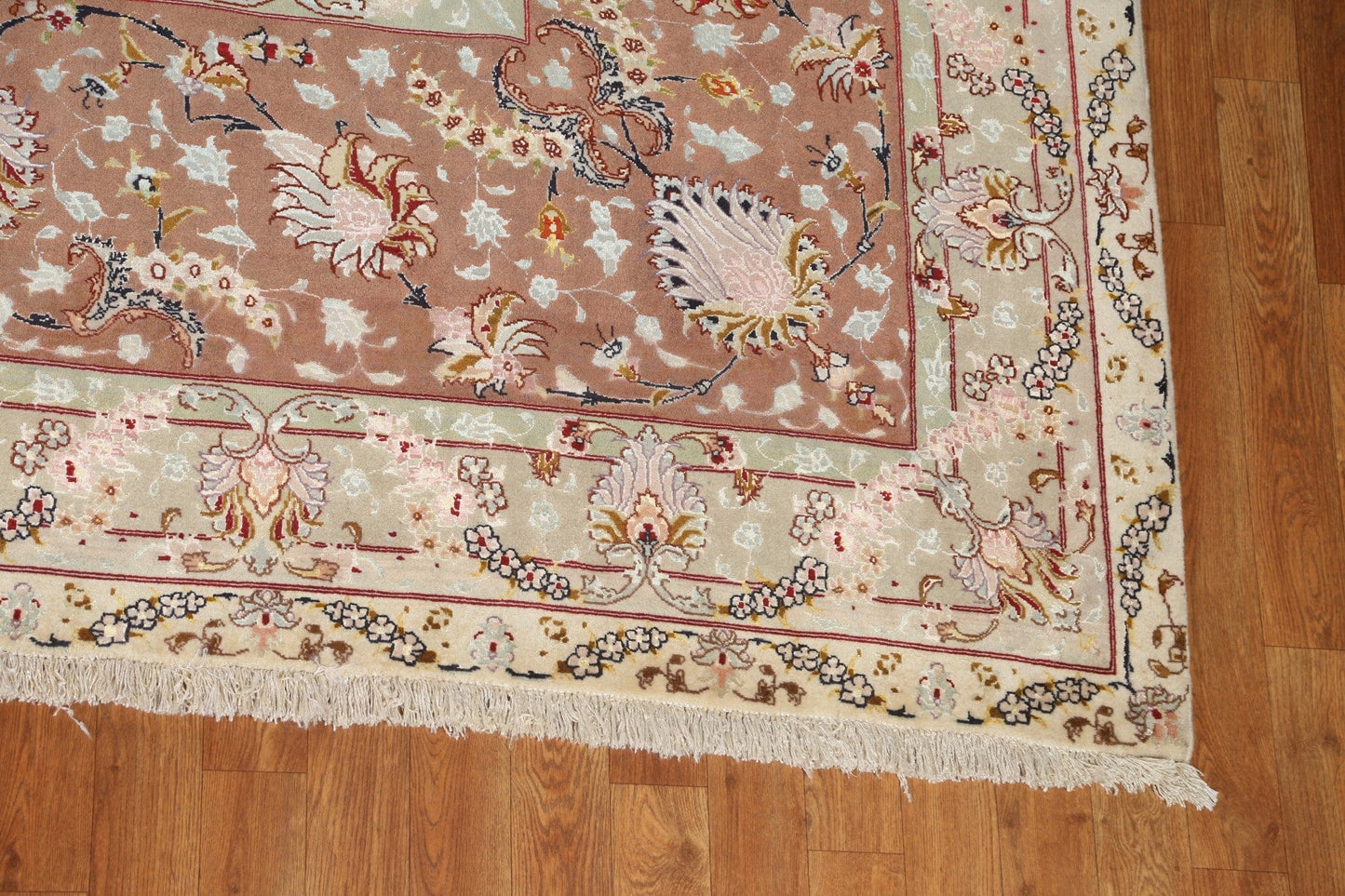 Vegetable Dye Tabriz Wool & Silk Persian Square Rug 16x16