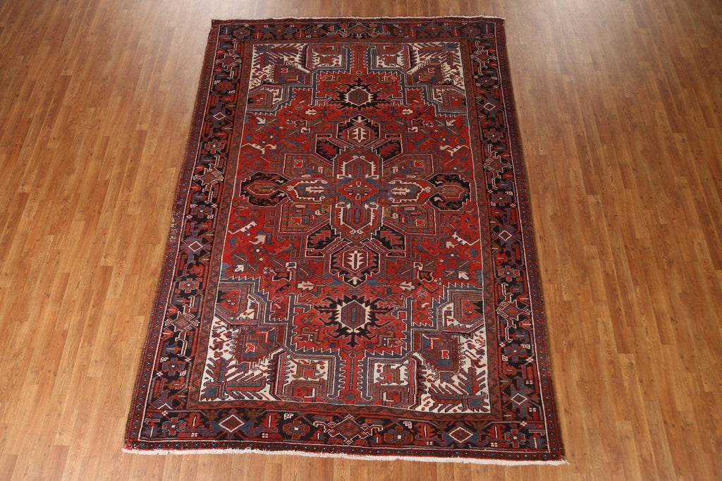 Vintage Wool Red Heriz Persian Area Rug 7x10