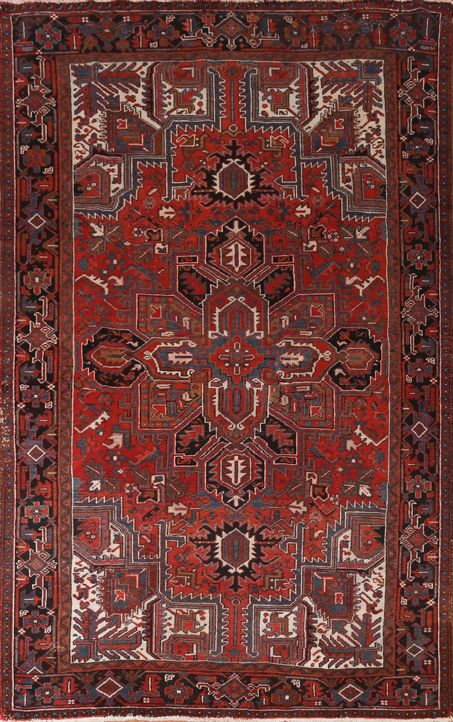 Vintage Wool Red Heriz Persian Area Rug 7x10