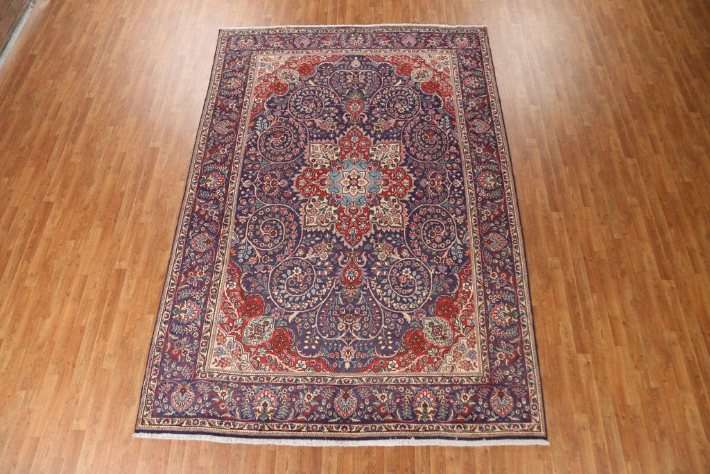 Navy Blue Vintage Tabriz Persian Area Rug 8x11