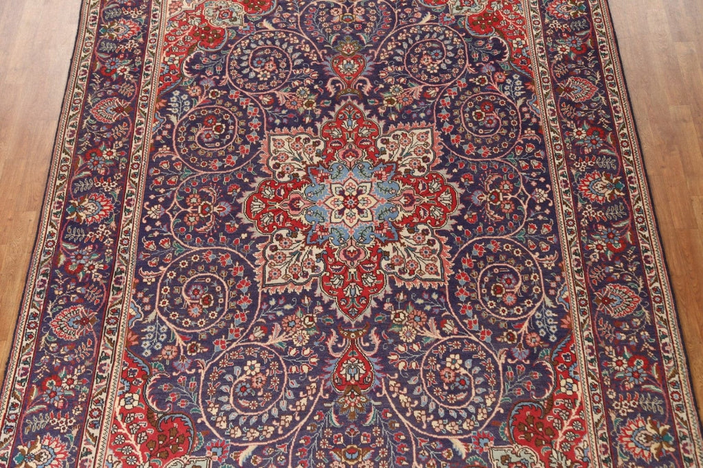 Navy Blue Vintage Tabriz Persian Area Rug 8x11