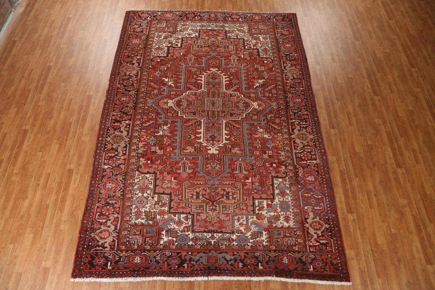 Red Geometric Heriz Persian Area Rug 8x12