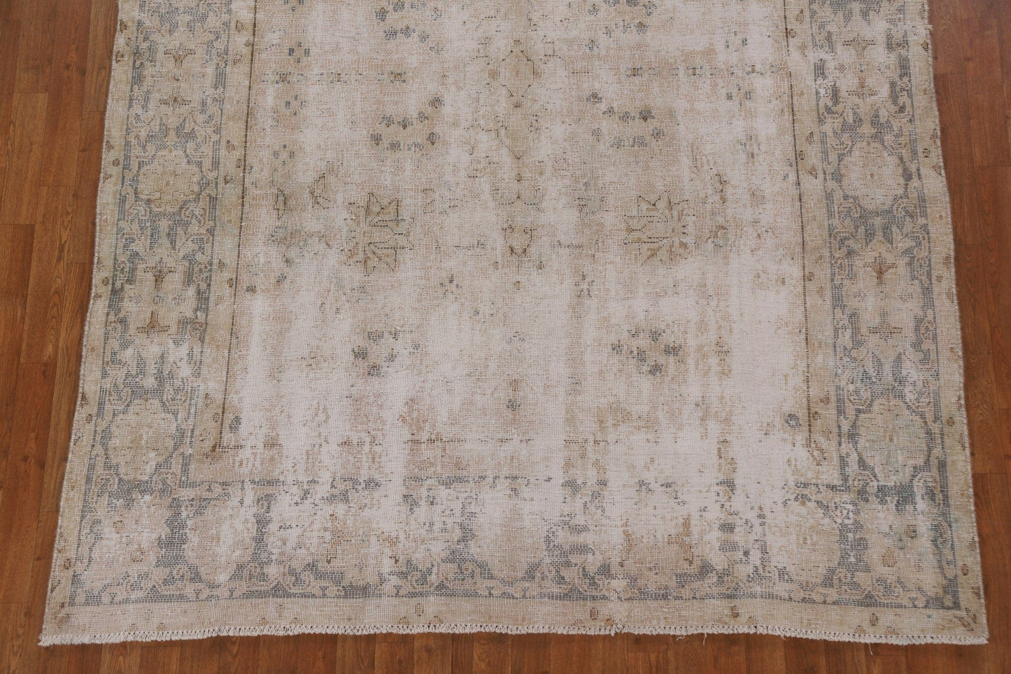 Antique Distressed Wool Kerman Persian Area Rug 7x9