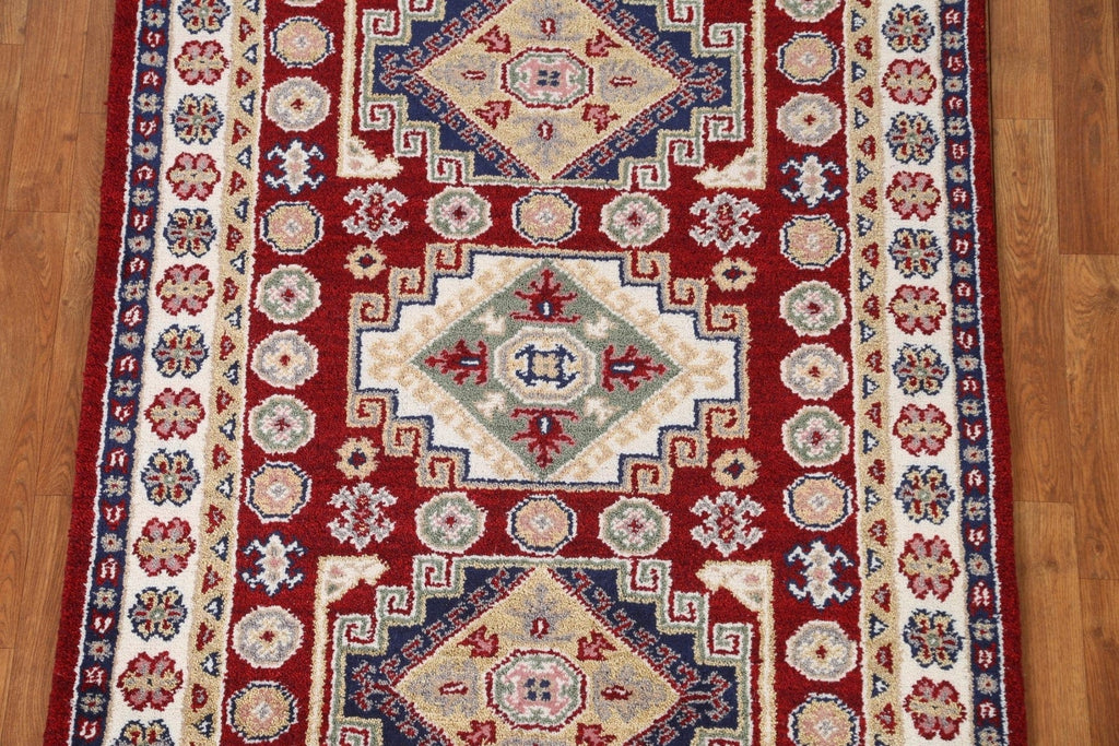 Geometric Red Kazak Oriental Area Rug 4x6