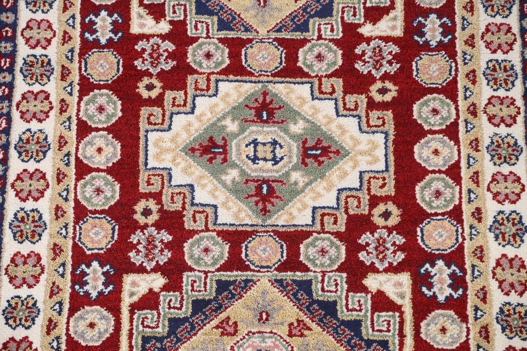 Geometric Red Kazak Oriental Area Rug 4x6